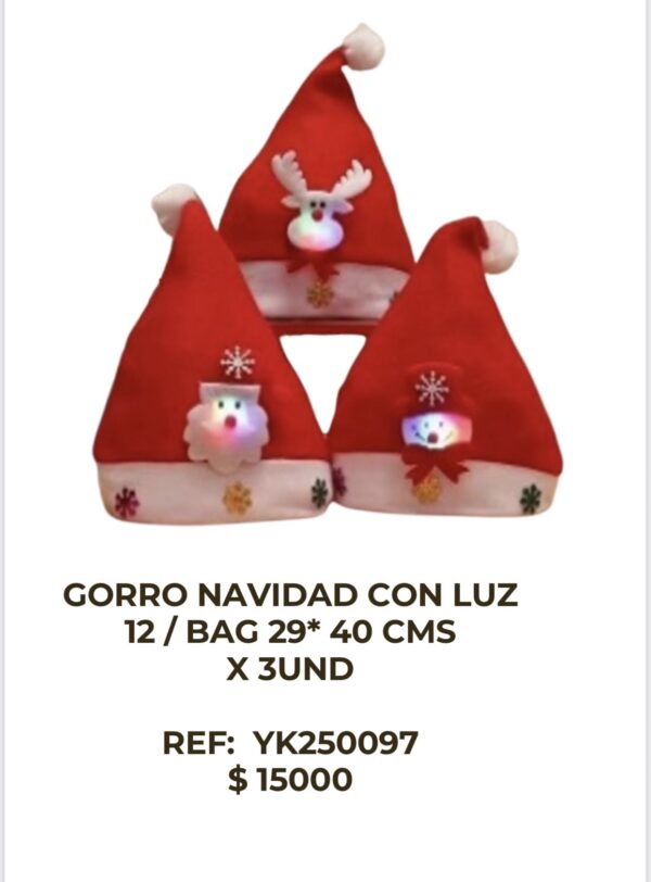 screenshot-65 Gorro Navidad con Luz Figuras 29x40cm x 3 unidades