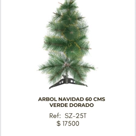 Árbol de Navidad 60cm Verde Dorado