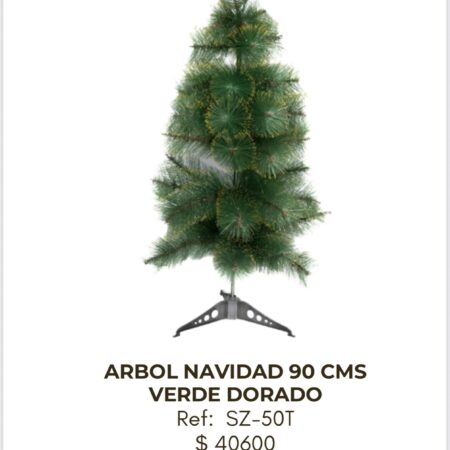 Árbol Navidad 90cm Verde Dorado