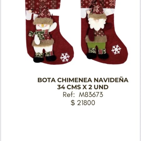 Bota Chimenea Navideña 35cm x 2 unidades