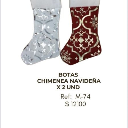Botas Chimenea Navideña x2 unidades