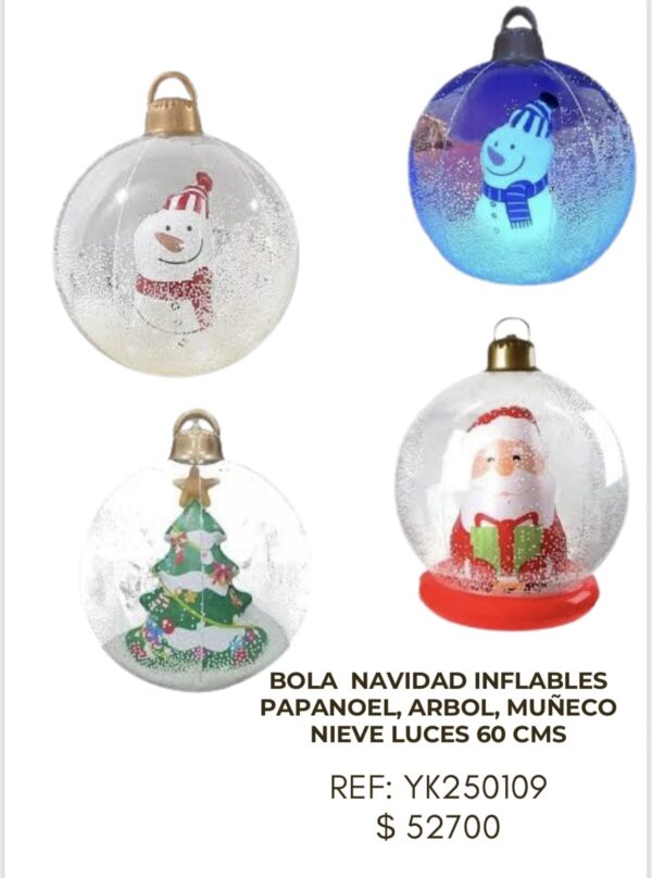 Bola Navidad Inflables Papanoel, Árbol, Muñeco, Nieve Luces 60cm